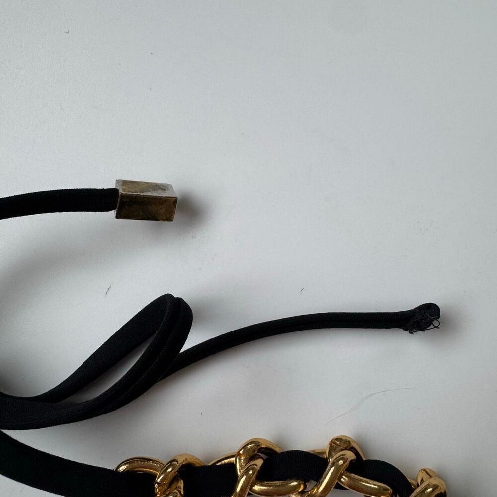 Michael Kors Gold Black Halter Chain Link Swim Bandeau Top Size 8 Medium Preppy - Picture 4 of 9
